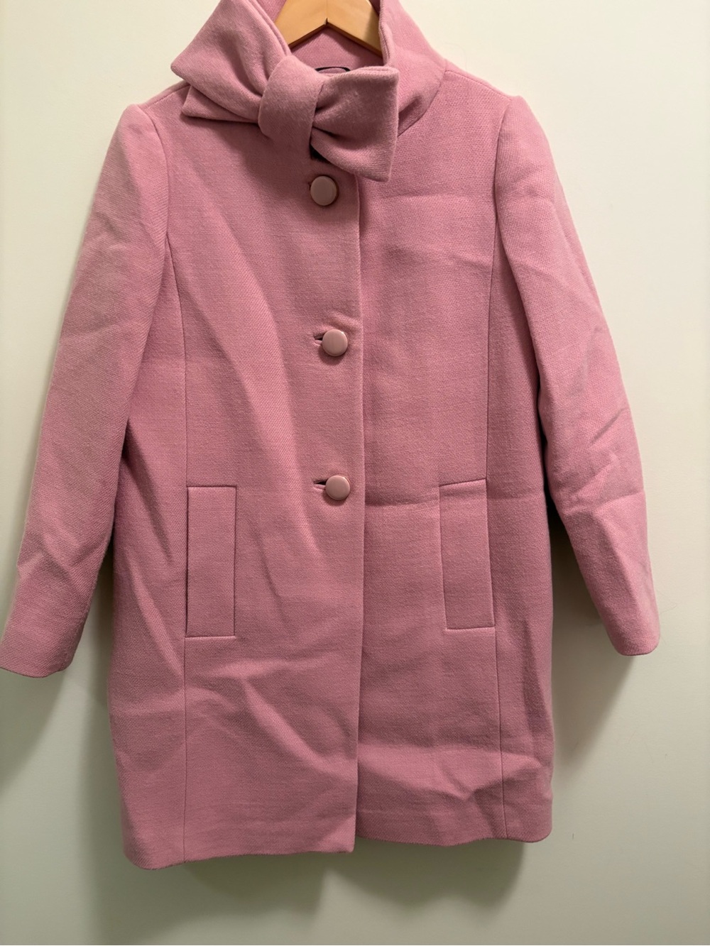 kate spade Pink Bow-Collar Wool Coat